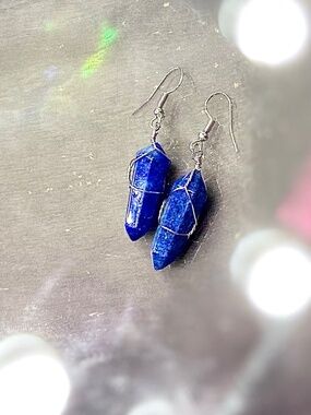Faux Lapis Lazuli Earrings Royal Blue Gem Stone Women’s Bohemian Chic Jewelry